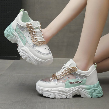 Damen Sneaker Chunky Glitzer Ergonomisch Comfort