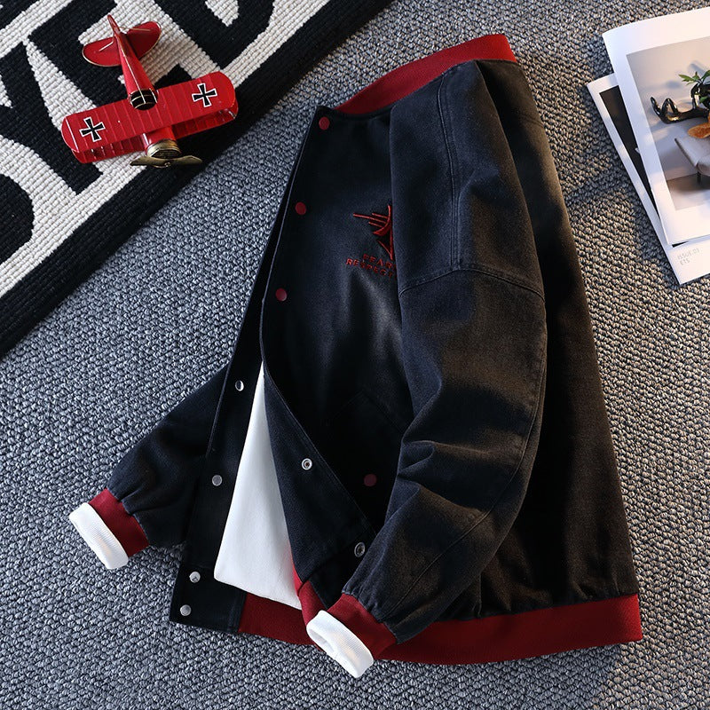 Herren Jeansjacke Sportlich Mit Logo Aufdruck