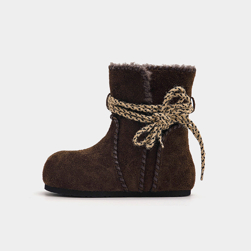 Damen Fleece Boots Warm Gefüttert Schnürsenkel