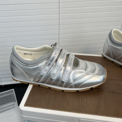 Damen Sneaker Sportlich Glänzend Mit Klettverschluss