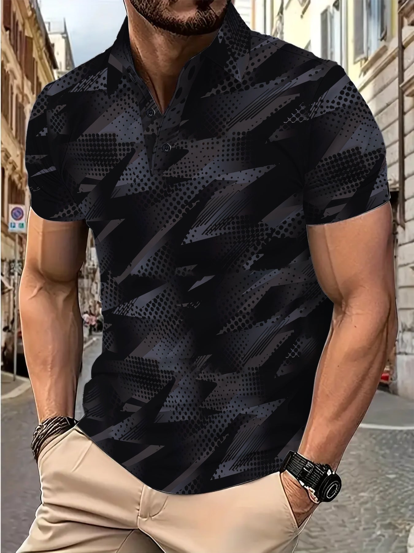 Herren Poloshirt atmungsaktiv mit Strukturmuster Sportlich