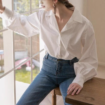 Damen Bluse mit Puffärmeln Modern Elegant