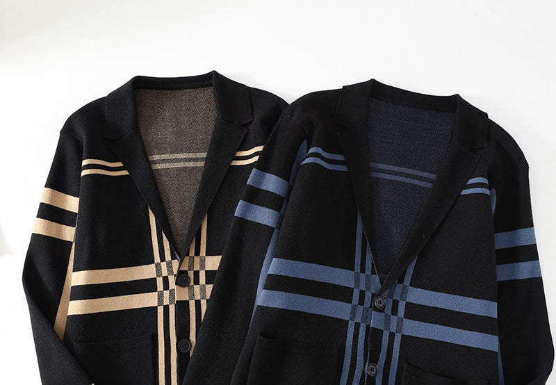 Herren Strickjacke Karo Modern Trendig Männer