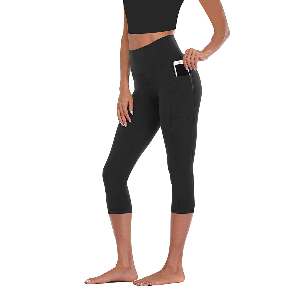 Damen Leggings mit Bauchkontrolle und Taschen Sportlich