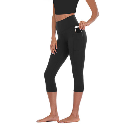 Damen Leggings mit Bauchkontrolle und Taschen Sportlich