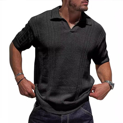 Herren Strickpullover Kurzarm Polokragen Modern