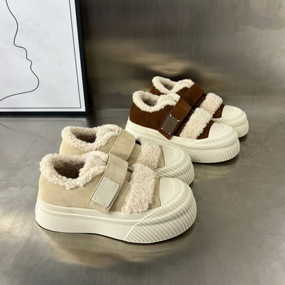 Damen Sneaker Chunky Warmfutter Klettverschluss Modern