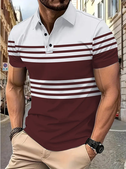 Herren Poloshirt Streifen Hochwertig Modern