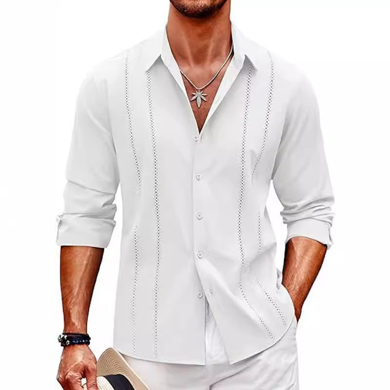Herren Langarmbluse Elegant Streifenmuster Slim Fit - BerlinGlamour