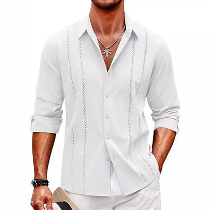 Herren Langarmbluse Elegant Streifenmuster Slim Fit - BerlinGlamour