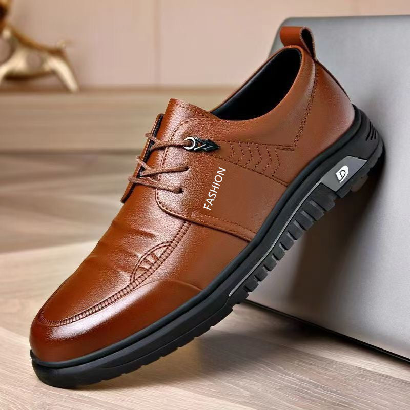 Herren Schnürschuhe Leder Elegant Rutschfest Schwarz