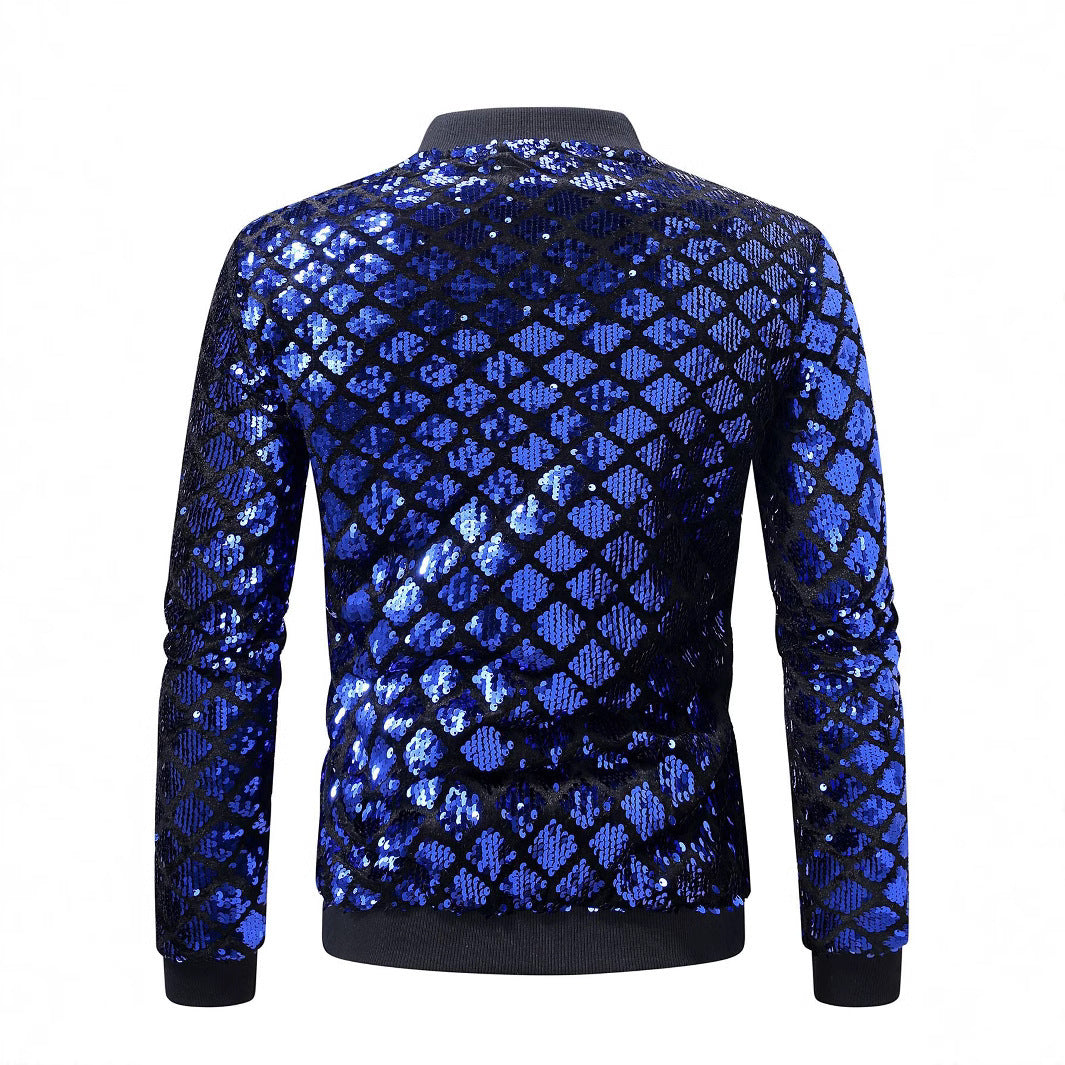 Herren Bomberjacke Glitzernd mit Strasssteinen Modern
