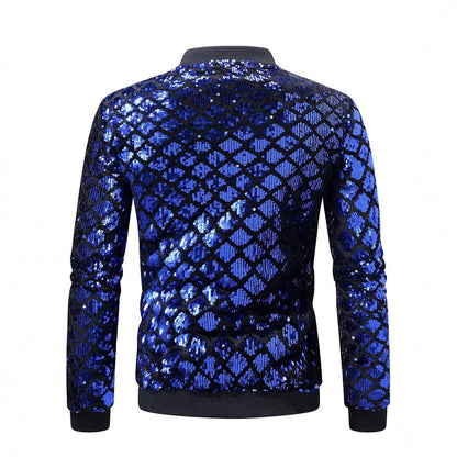 Herren Bomberjacke Glitzernd mit Strasssteinen Modern