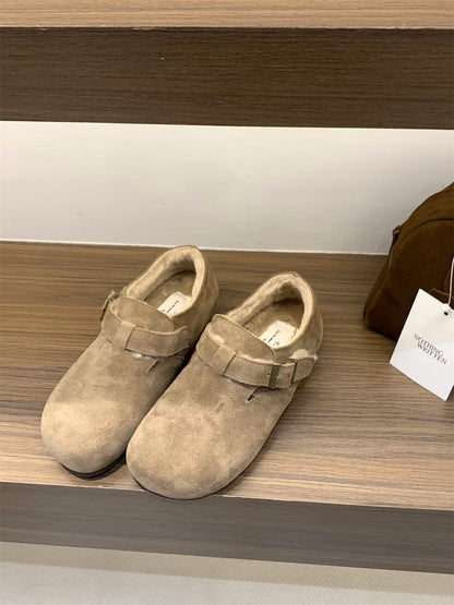 Damen Mokassins Weichleder Schnallenverschluss Modern