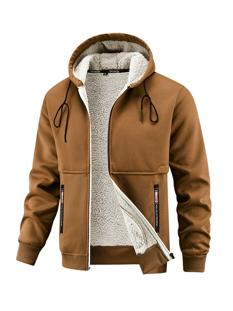 Herren Kapuzenjacke Warm Kuschelig Taschen