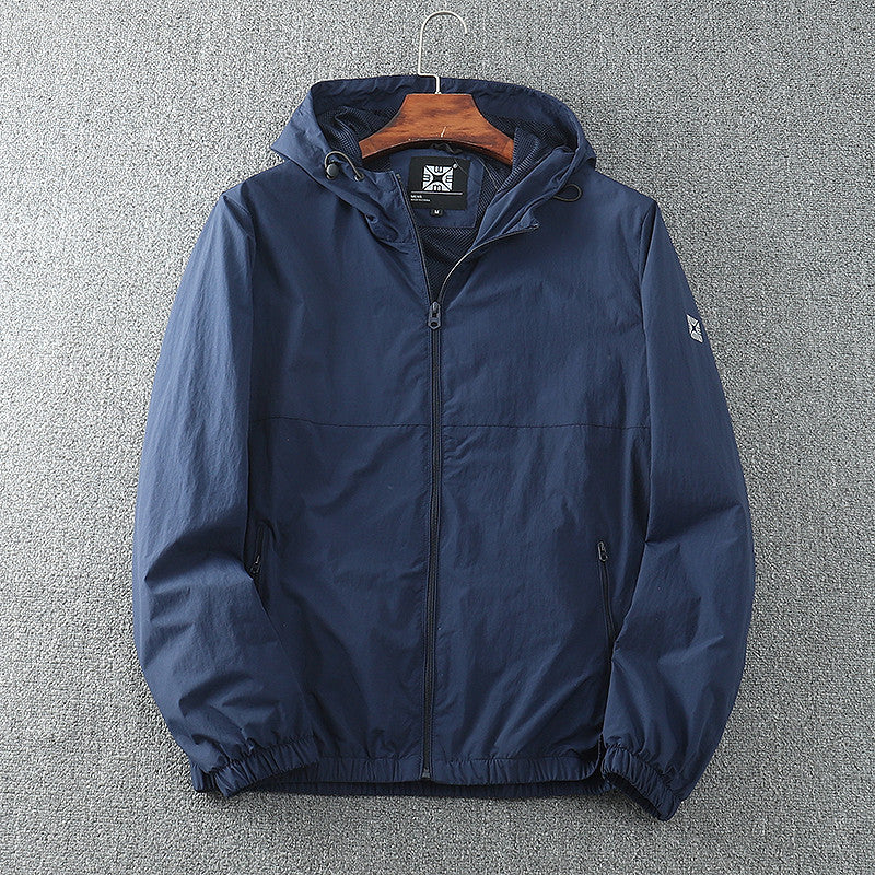 Herren Windjacke Leicht Wasserabweisend Kapuzenjacke