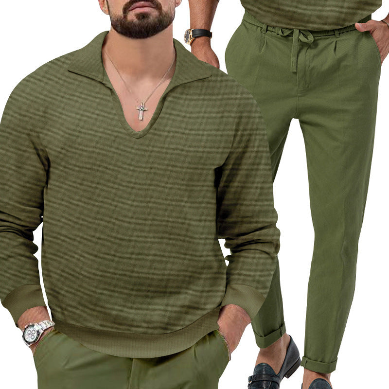 Herren Pullover V-Ausschnitt mit eleganten Hosen