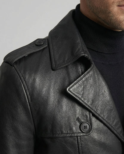 Herren Trenchcoat Modern Kunstleder SlimFit