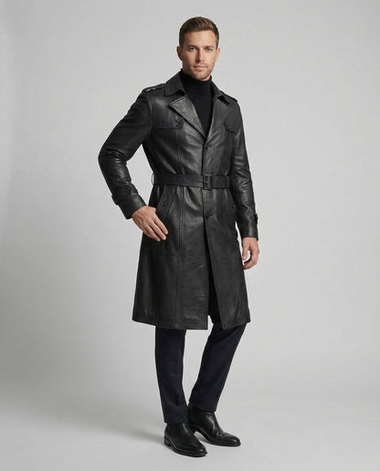 Herren Trenchcoat Modern Kunstleder SlimFit - BerlinGlamour