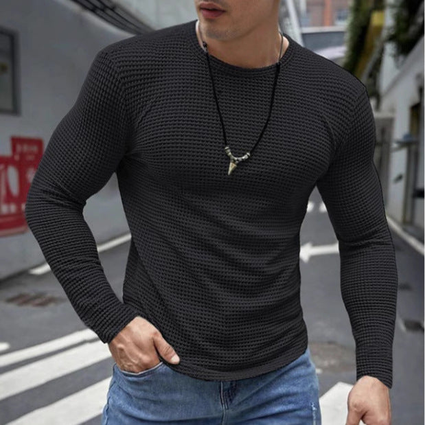 Herren Langarmshirt Modern Fit Struktur Oberfläche Trendy - BerlinGlamour