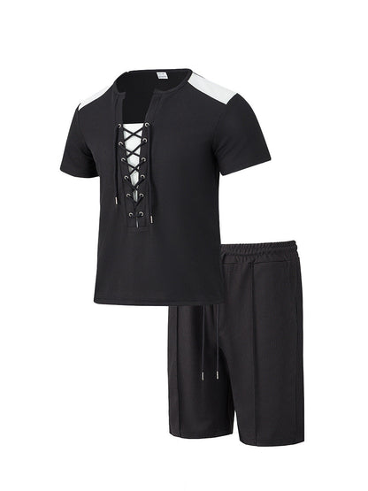 Herren Sportset Kurzarm Hemd elastische Hose