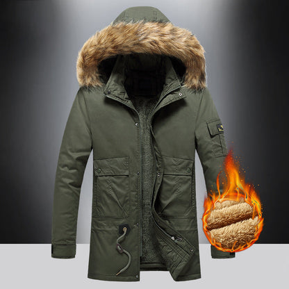 Herren Winterparka Warm Isoliert mit Abnehmbarem Fellkragen