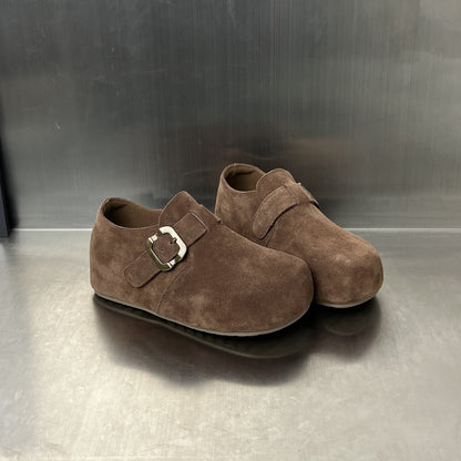 Damen Clogs Wildleder Schuhe mit Schnallenverschluss Bequem