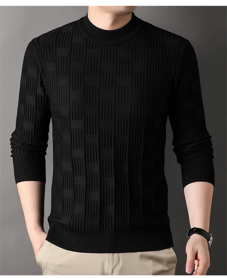 Herren Pullover Feinstrick Modernes Design Grau