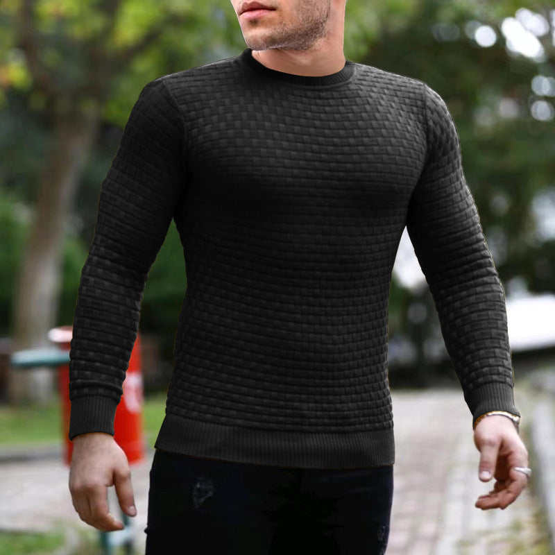 Herren Pullover Rundhals Modern Karo Muster - BerlinGlamour