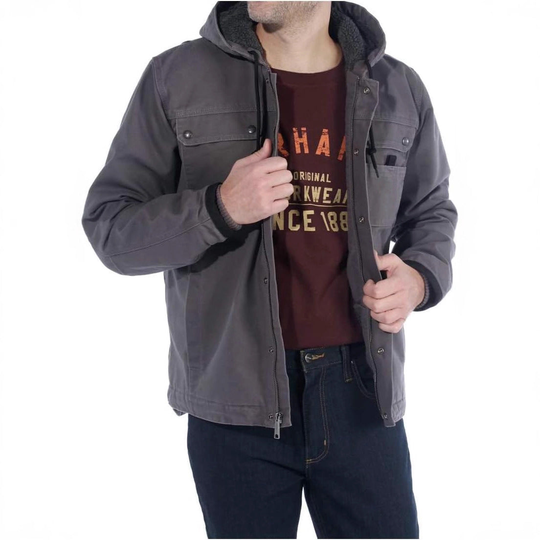 Herren Arbeitsjacke Lässig Kapuze Gemütlich