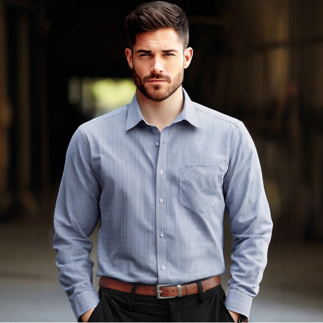Herren Langarmhemd Karo Modern Trendy - BerlinGlamour