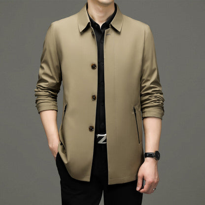 Herren Übergangsjacke Modern aus Leder Schwarz