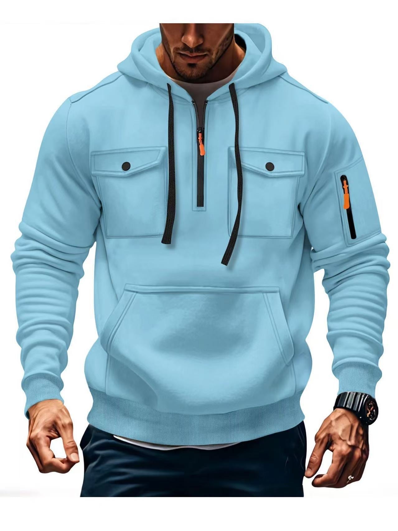 Herren Hoodie Funktionsjacke Mit Taschen Sportlich Modern