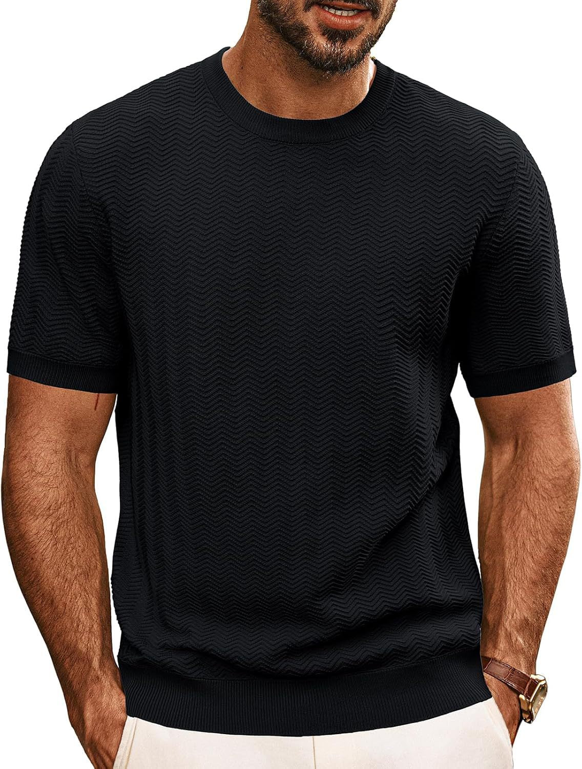 Herren Strickpullover Wellenmuster Bequem Luftig