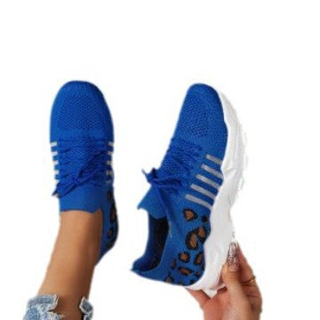 Damen Sneaker Sportlich Leopardenmuster Atmungsaktiv
