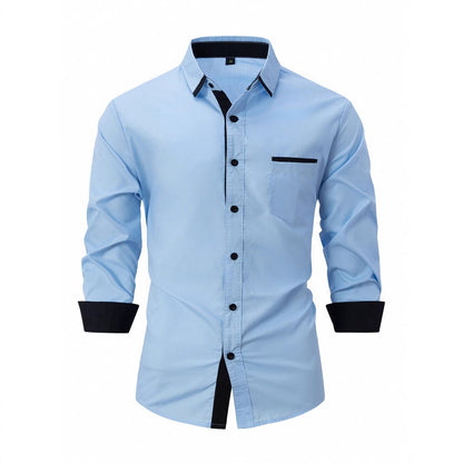 Herren Langarmhemd Modern Kontrastkragen Elegantes Design