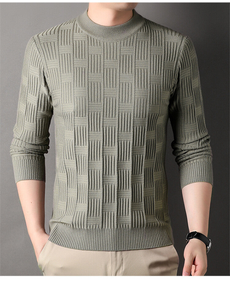 Herren Pullover Feinstrick Modernes Design Grau