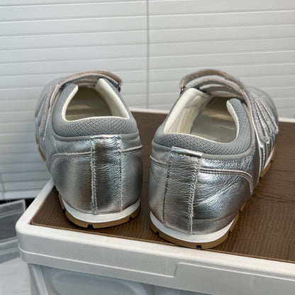 Damen Sneaker Sportlich Glänzend Mit Klettverschluss