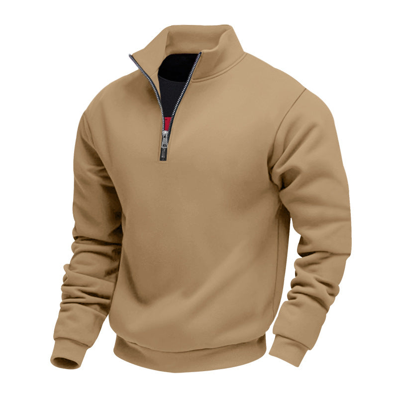 Herren Sweatshirt Sportlich Mit Stehkragen Reißverschluss Modern