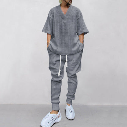 Herren Freizeit-Set Oversized Pullover Jogginghosen Bequem