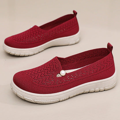 Damen Slip-On Schuhe Elegantes Design Perlenschmuck
