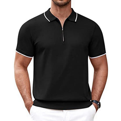 Herren Polo Kurzarm Fein Modern mit Reißverschluss - BerlinGlamour