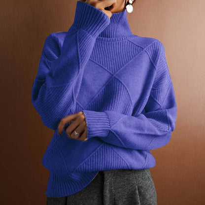 Damen Sweater Winter Strickpullover Hoher Hals Warm