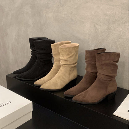 Damen Stiefeletten Spitz Schuhe Gummisohle Schnürsenkel
