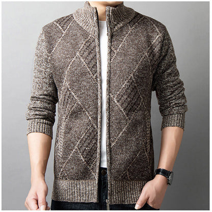 Herren Strickjacke Modern Grafik Muster Zipper