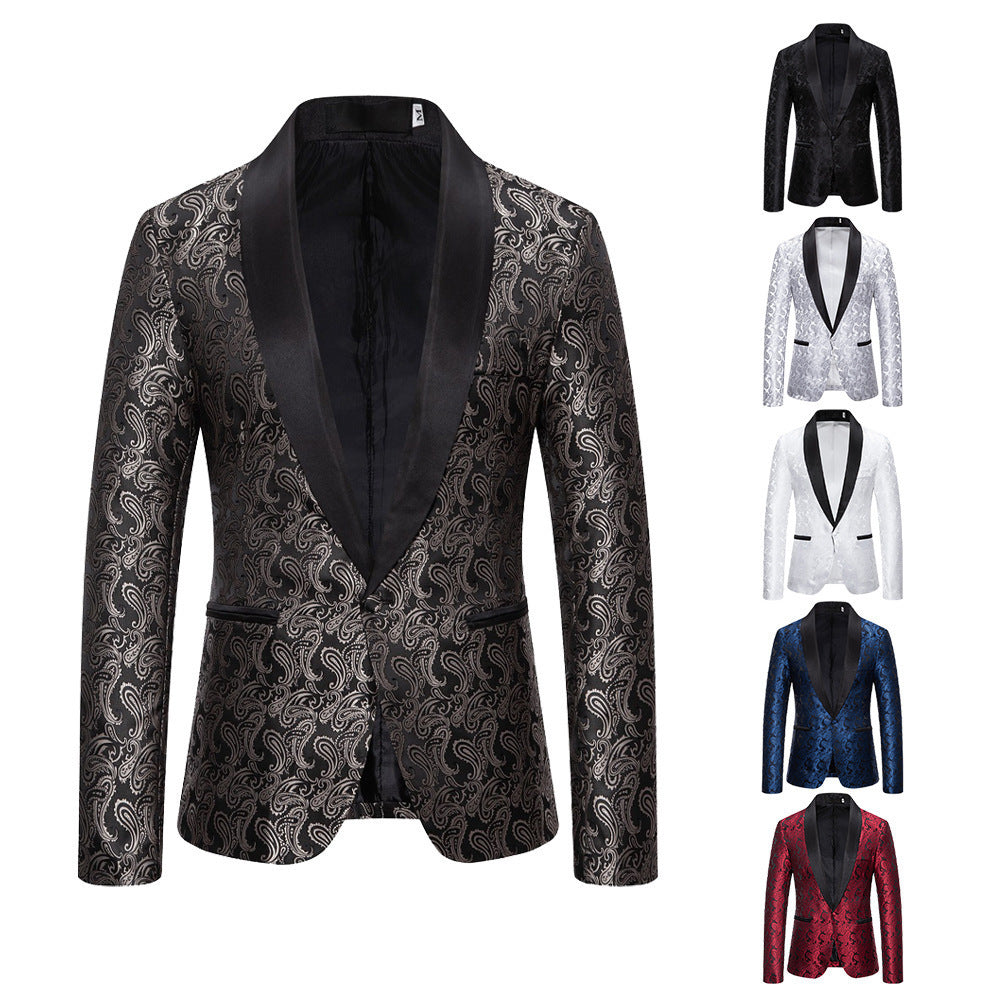 Herren Smoking Blazer Elegant mit Paisley Muster Schwarz