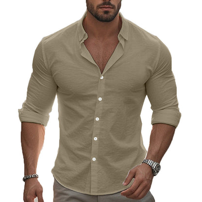 Herren Hemd Elegantes Langarmhemd Modern Knopfleiste