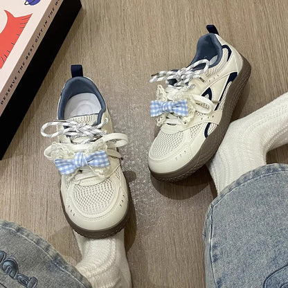 Damen Sneaker Karomuster Atmungsaktiv Sportlich