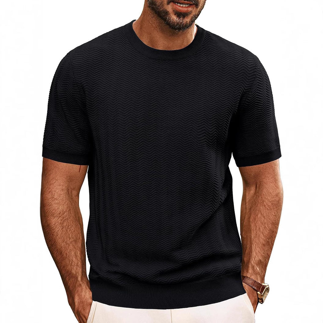 Herren Strickpullover Wellenmuster Bequem Luftig