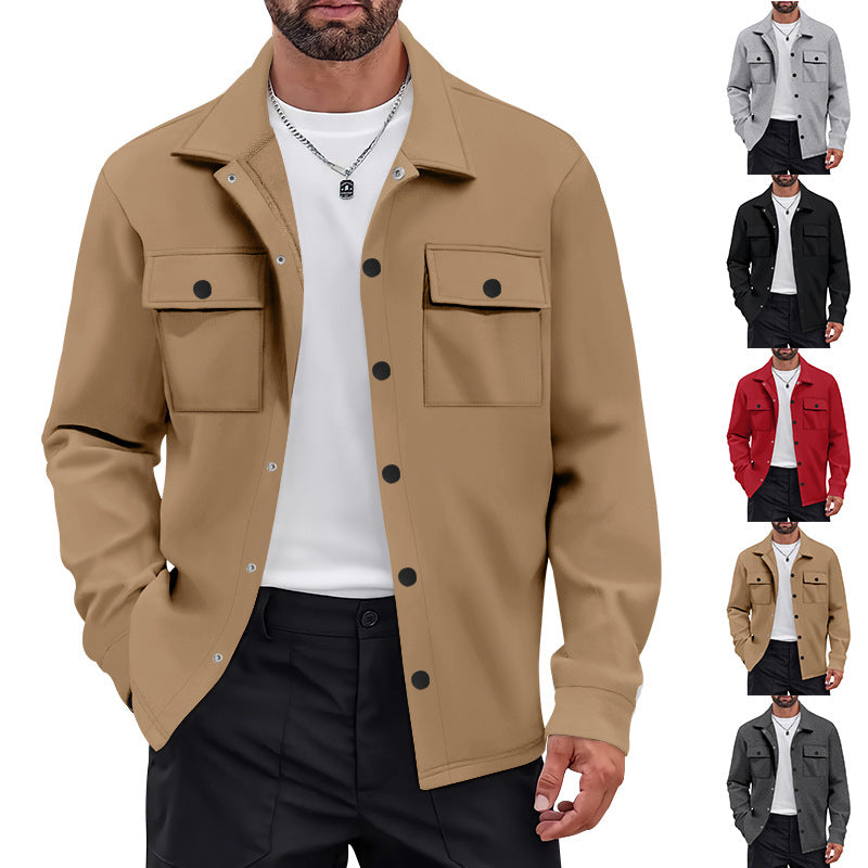 Herrenvielseitige Flanelljacke mit aufgesetzten Taschen und modernem Schnitt Berlin Glamour. - BerlinGlamour